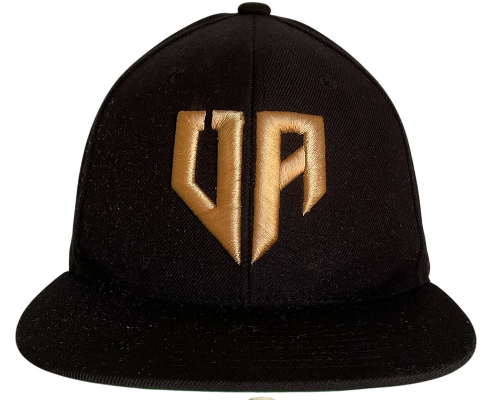 Black Snapback Hat Gold VA Logo Embroidered Adjustable Streetwear Baseball Cap